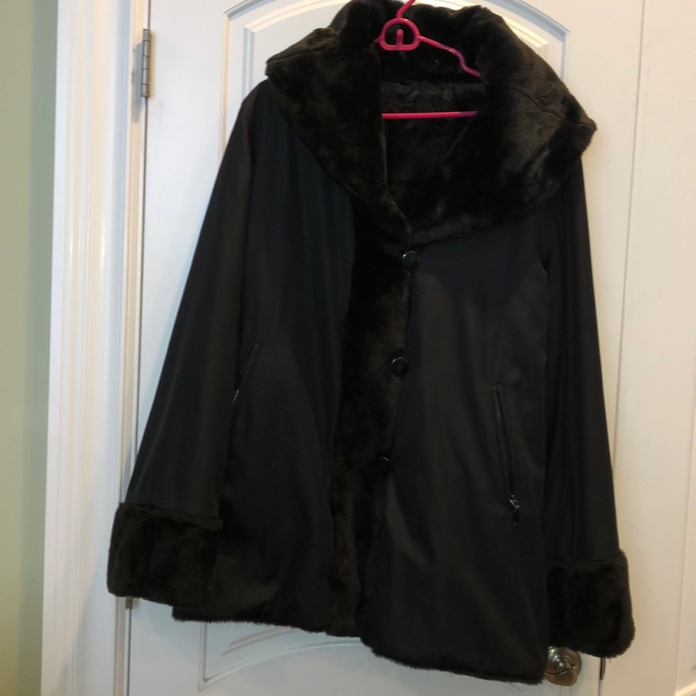 Dennis basso Reversible shell and faux fur jacket